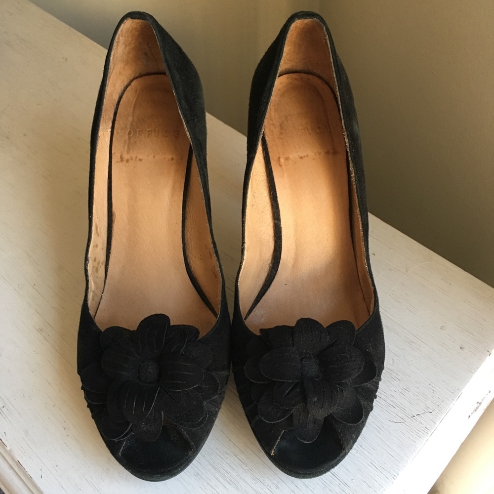 Office UK - Suede Peep Toe Pumps